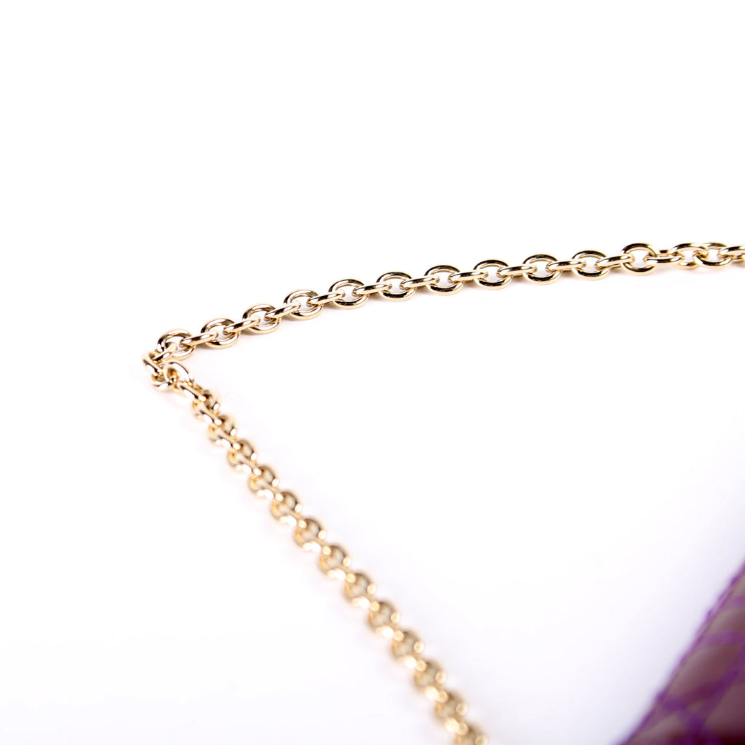 Patent Cannage Lady Top quality Dior Chain Wallet Purple