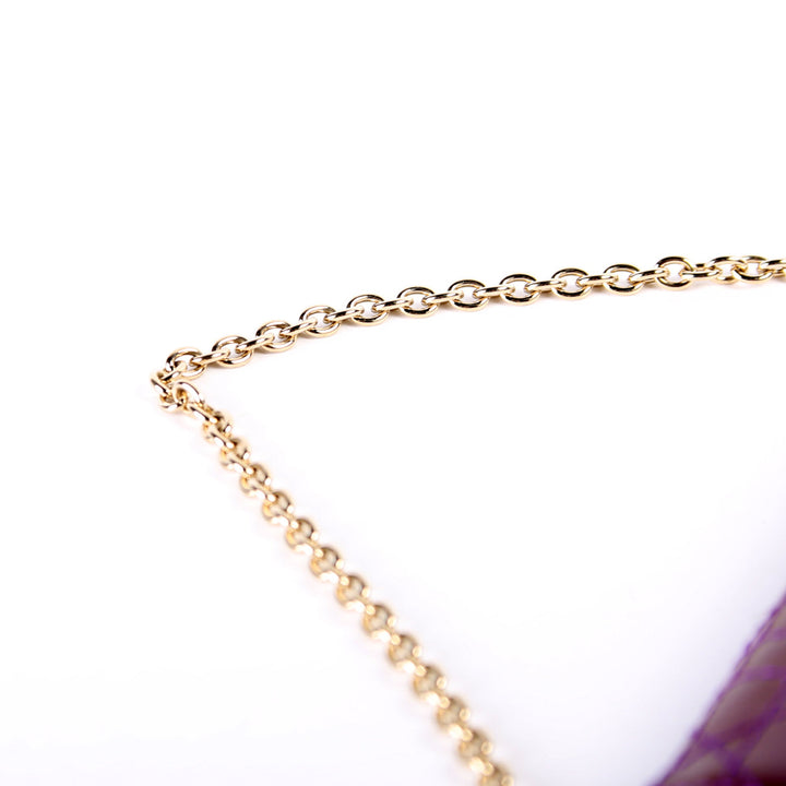 Patent Cannage Lady Top quality Dior Chain Wallet Purple