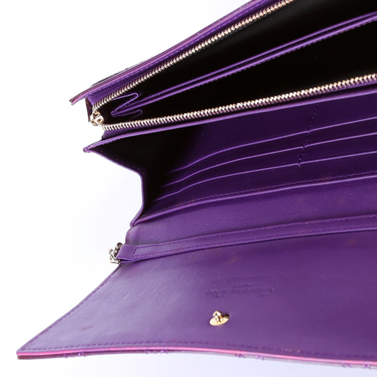 Patent Cannage Lady Top quality Dior Chain Wallet Purple