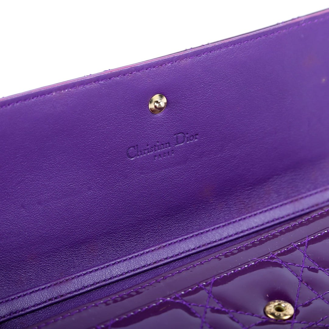 Patent Cannage Lady Top quality Dior Chain Wallet Purple