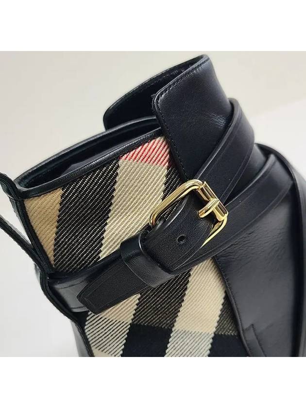Burberry House Checked Leather Chelsea Boots Black