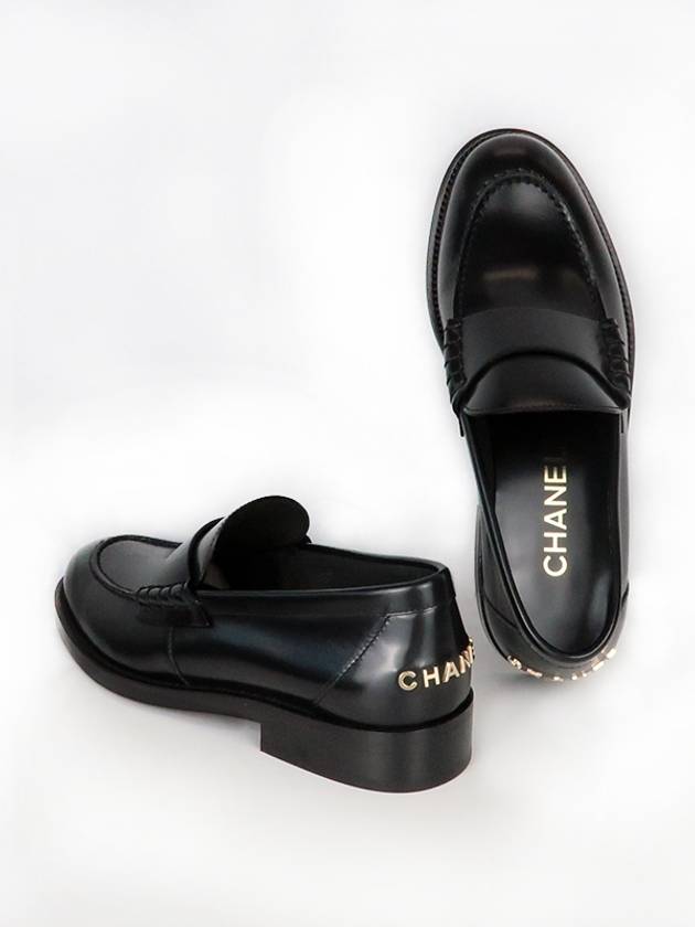 Bag Logo Moccasin Leather Loafer Black Chanel