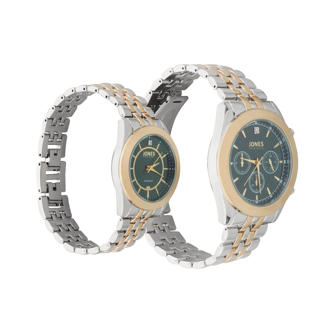 Jones New York Unisex Green/Gold/Silver His & Hers Watch Set