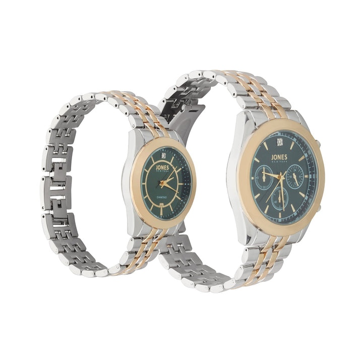 Jones New York Unisex Green/Gold/Silver His & Hers Watch Set