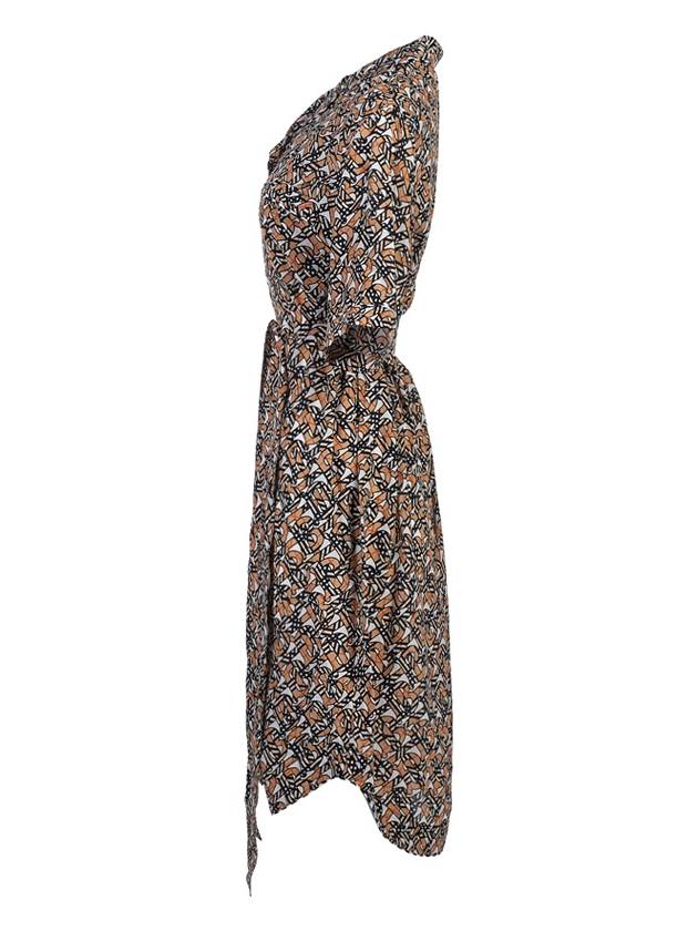 Burberry Monogram Logo Print Silk Midi Dress
