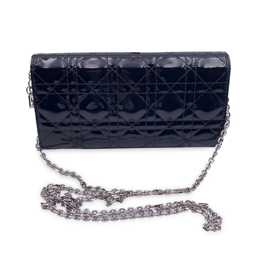 CHRISTIAN Top quality Dior Black Patent Leather Clutch Pochette Lady Top quality Dior Bag