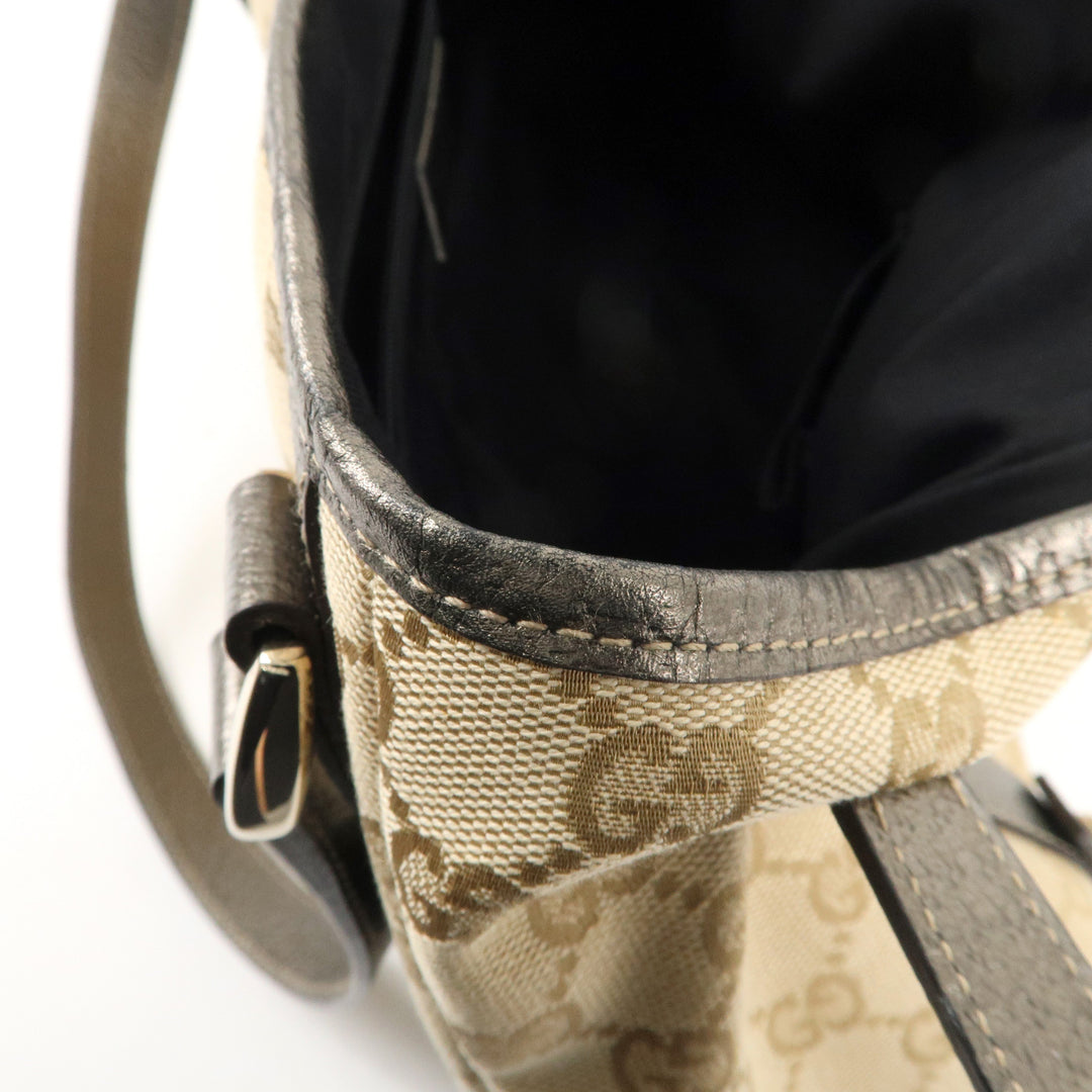 GUCCI Abbey GG Canvas Leather Tote Hand Bag Beige 130736