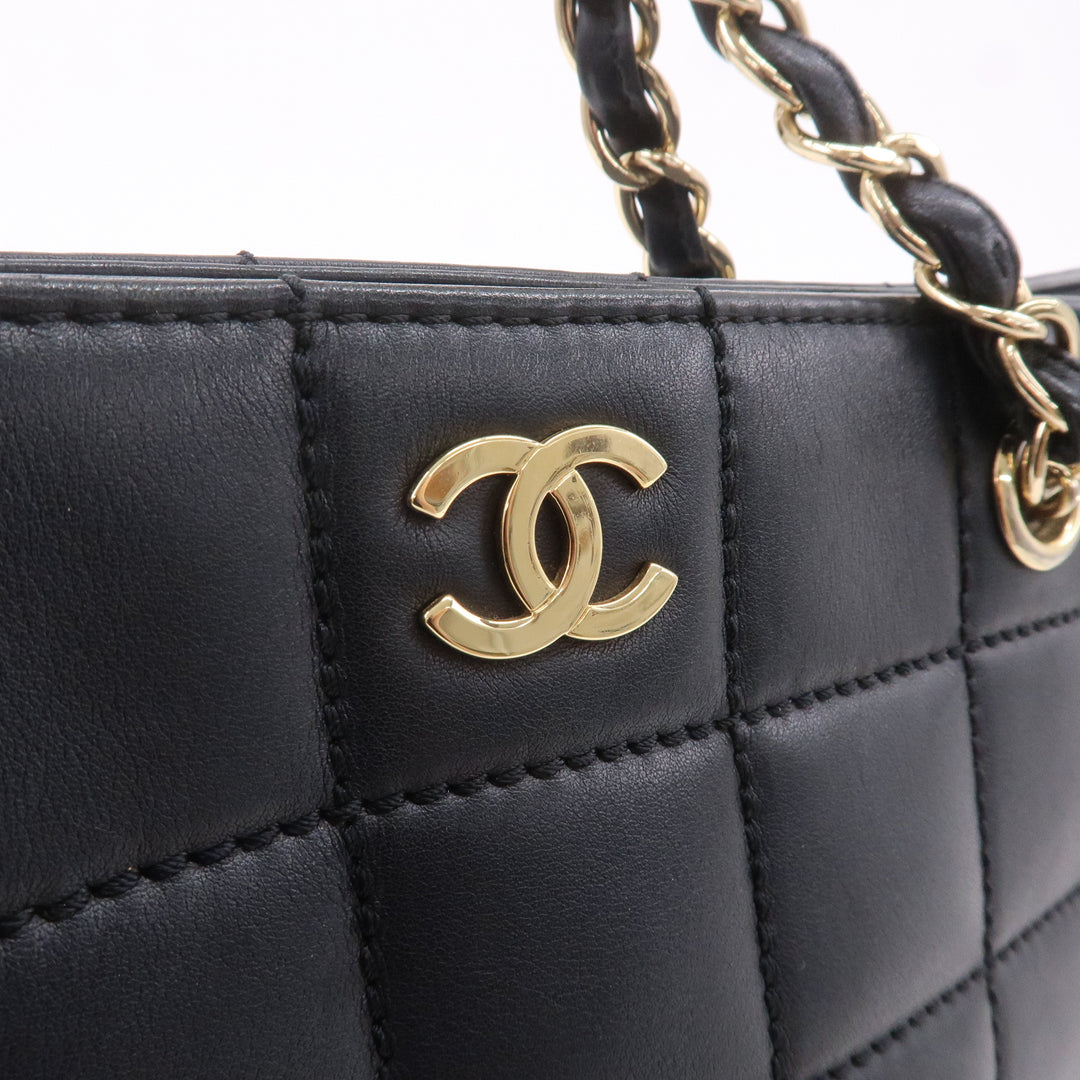 Top Quality Chanel Chocolate Bar Lamb Skin Chain Tote Bag Black A17859