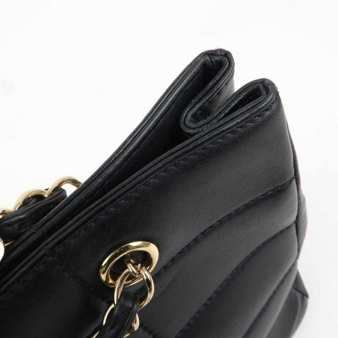 Top Quality Chanel Chocolate Bar Lamb Skin Chain Tote Bag Black