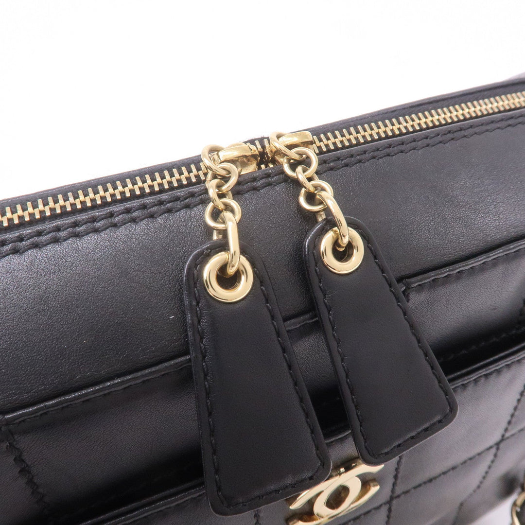 Top Quality Chanel Chocolate Bar Lamb Skin Chain Shoulder Bag Black