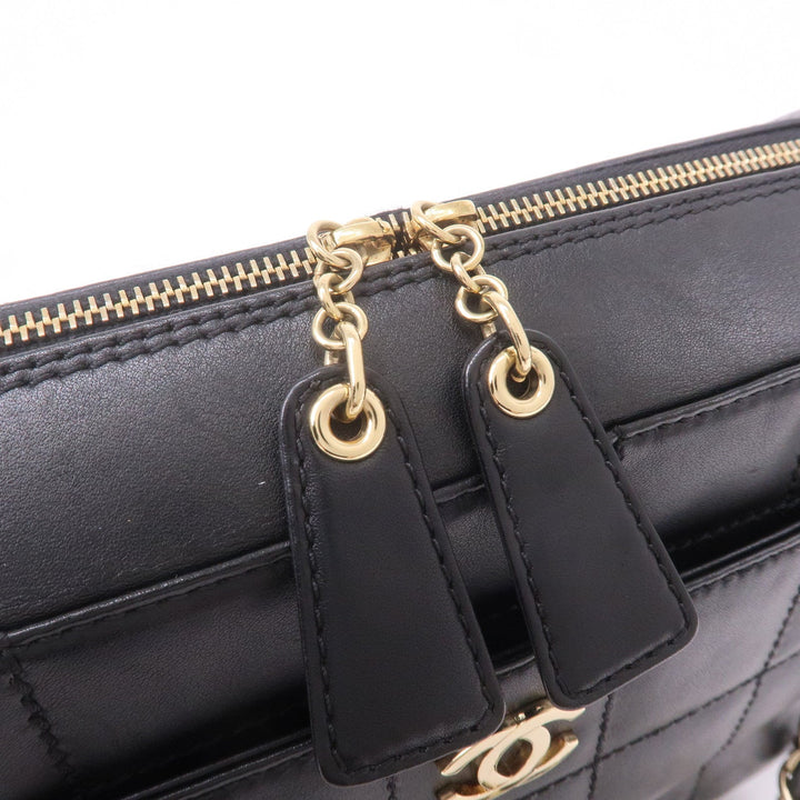 Top Quality Chanel Chocolate Bar Lamb Skin Chain Shoulder Bag Black