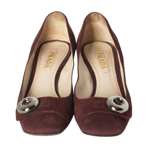 Prada Suede Block Heel Pumps