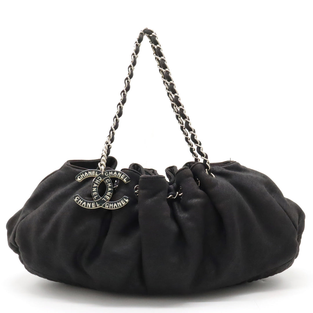 Top Quality Chanel Top Quality Chanel Cocomark Melrose Carpet Mattress Chain Shoulder Bag Cotton Jacket Black Black Silver  A37056