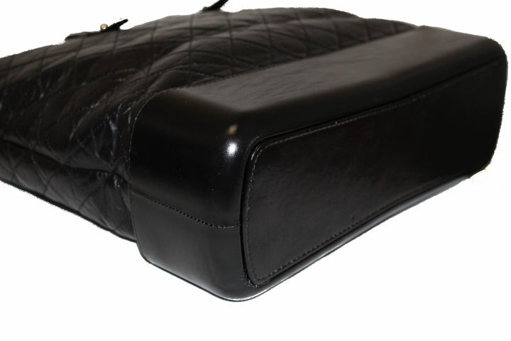 Top Quality Chanel Black Aged Calfskin Quilted Large Gabrielle Shopping Tote