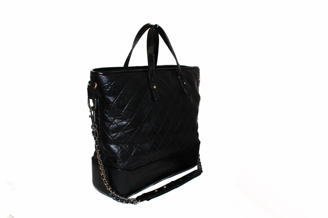 Top Quality Chanel Black Aged Calfskin Quilted Large Gabrielle Shopping Tote