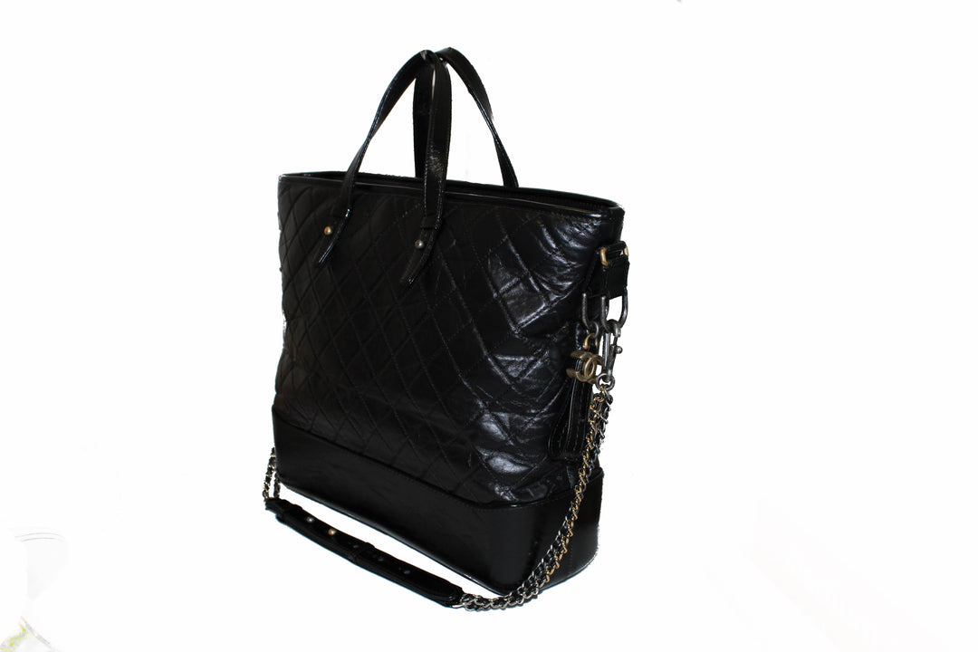 Top Quality Chanel Black Aged Calfskin Quilted Large Gabrielle Shopping Tote