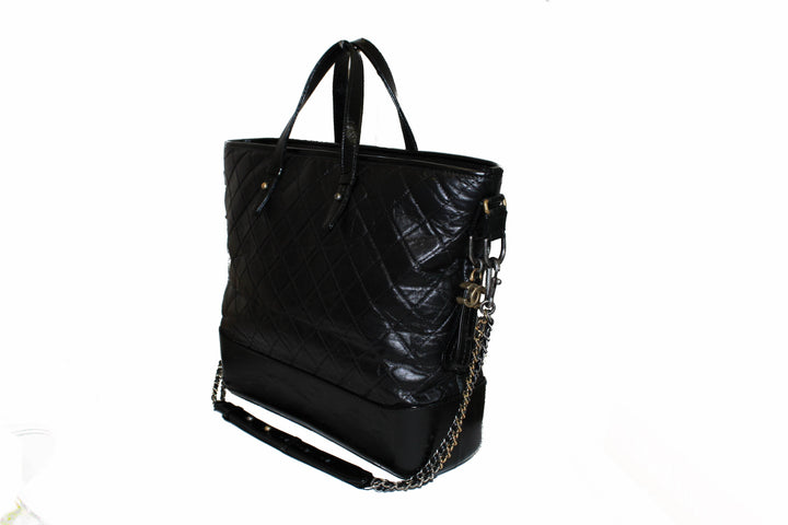 Top Quality Chanel Black Aged Calfskin Quilted Large Gabrielle Shopping Tote