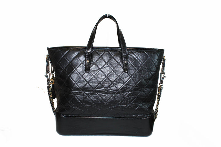 Top Quality Chanel Black Aged Calfskin Quilted Large Gabrielle Shopping Tote