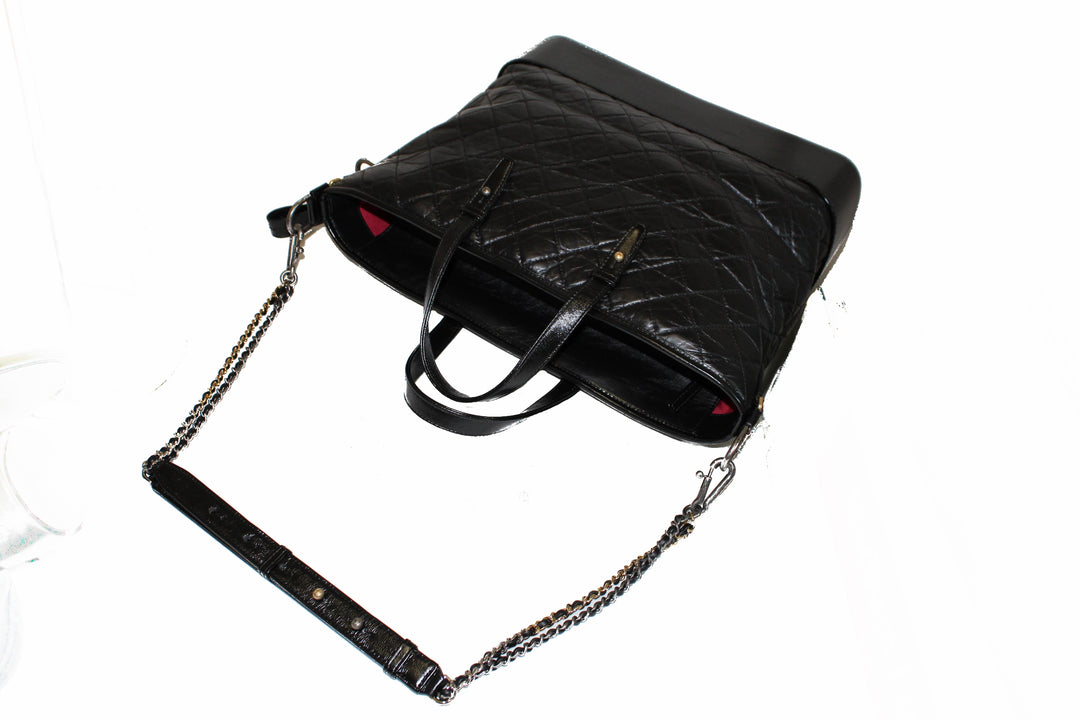 Top Quality Chanel Black Aged Calfskin Quilted Large Gabrielle Shopping Tote