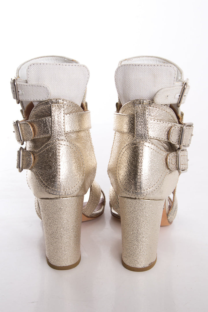 Laurence Dacade Metallic Multi Buckle Heels SZ 39