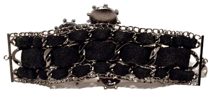 Chanel Black Wool and Gunmetal limited Edition Charm Bracelet