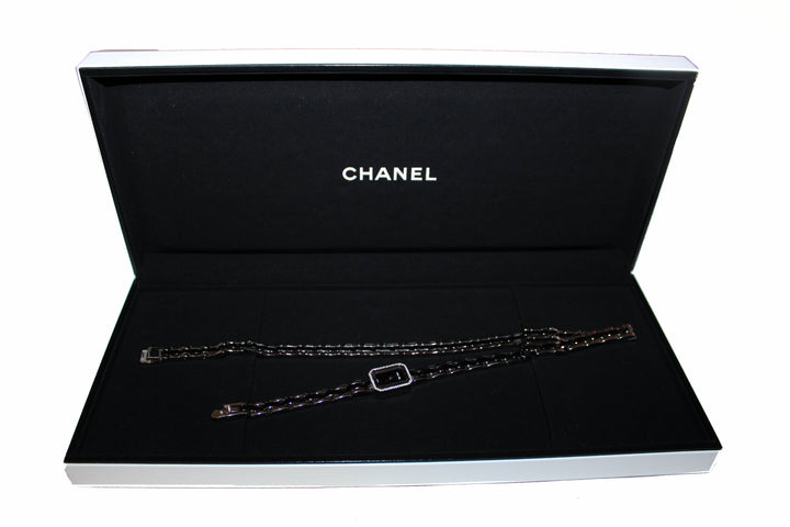 chanel  triple row steel & black ceramic with diamonds premie're mini watch | Shop Now at Italystation.com