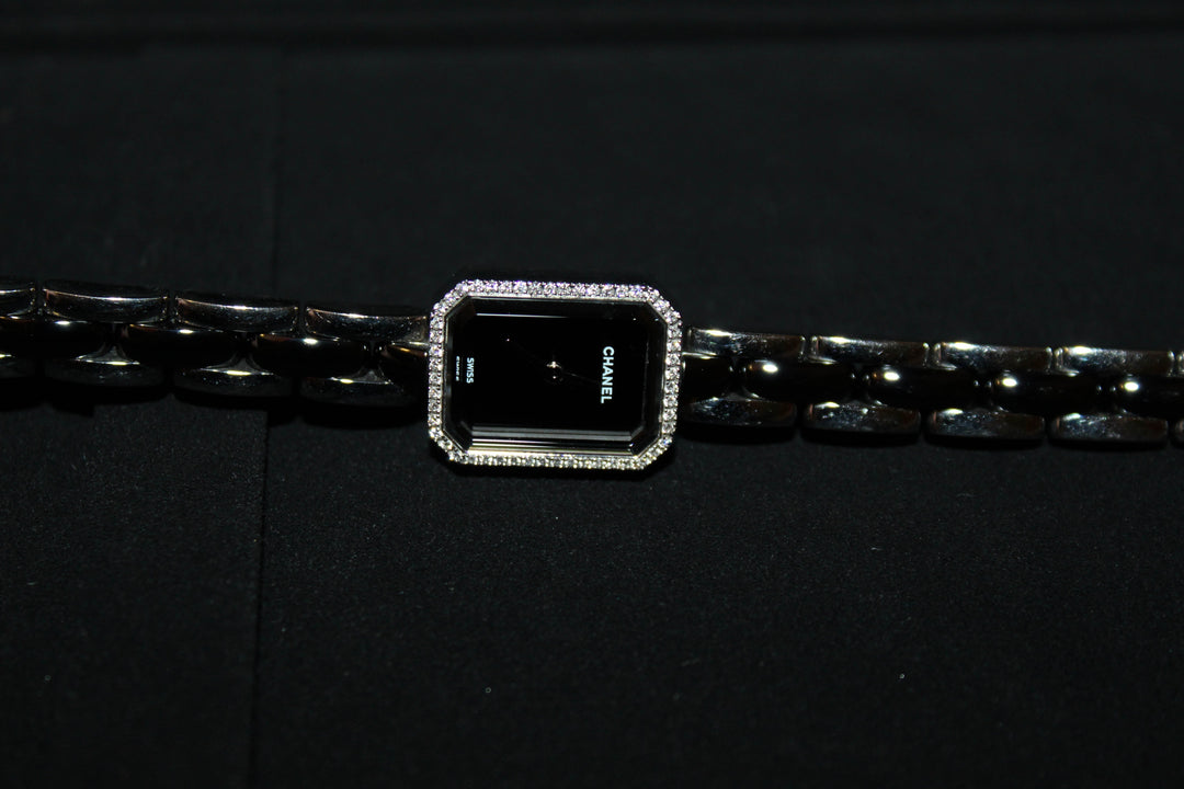 Top Quality Chanel  Triple Row Steel & Black Ceramic with Diamonds Premie're Mini Watch