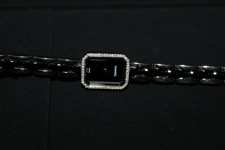 Top Quality Chanel  Triple Row Steel & Black Ceramic with Diamonds Premie're Mini Watch