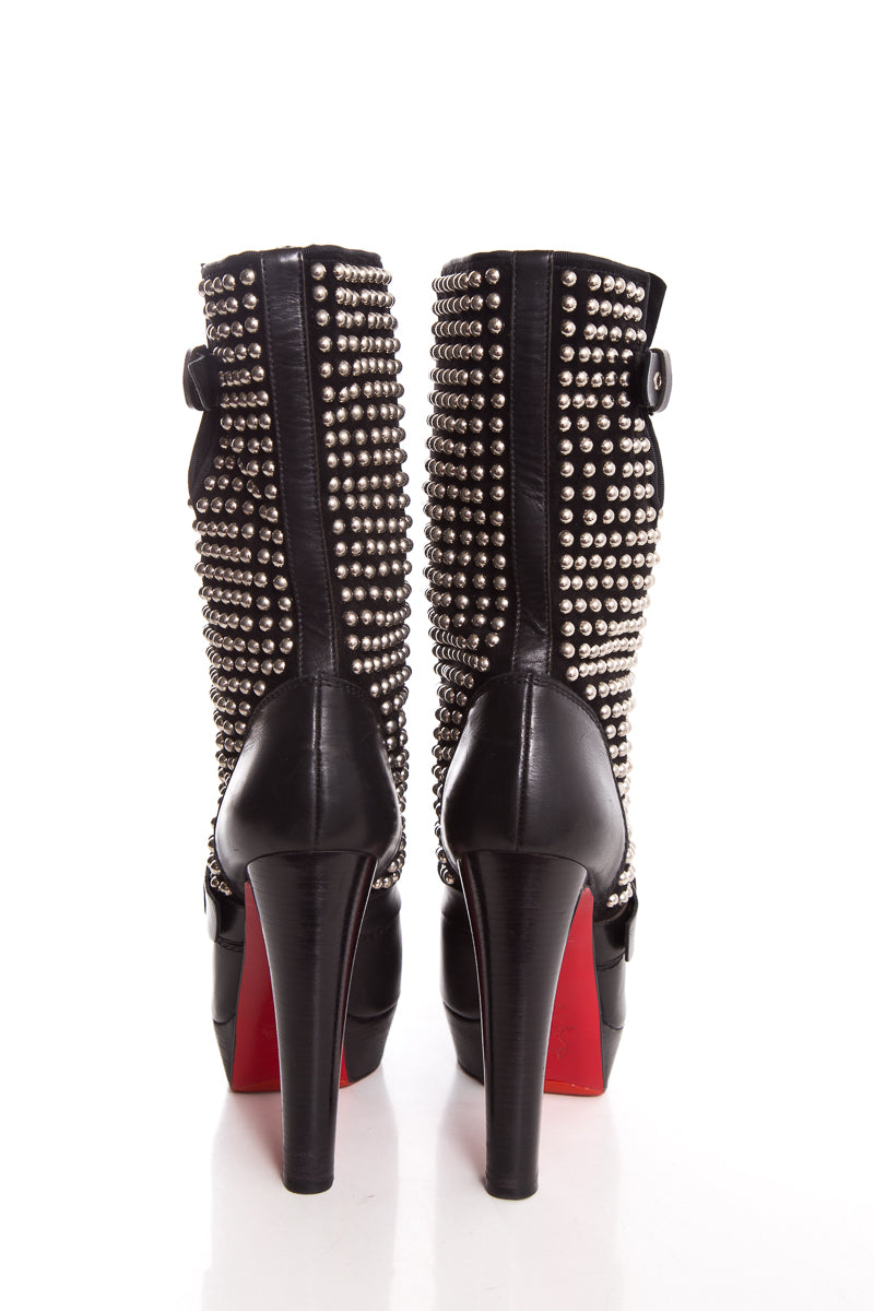 Christian Louboutin Black Patform Studded Boots SZ 40