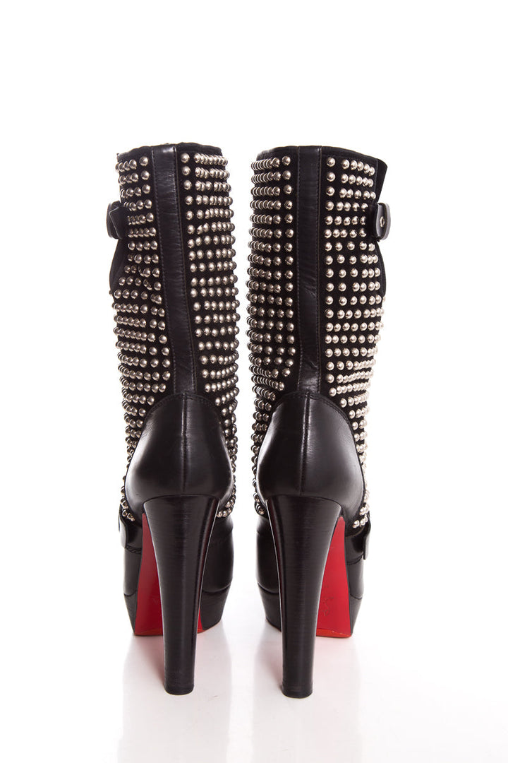 Christian Louboutin Black Patform Studded Boots SZ 40