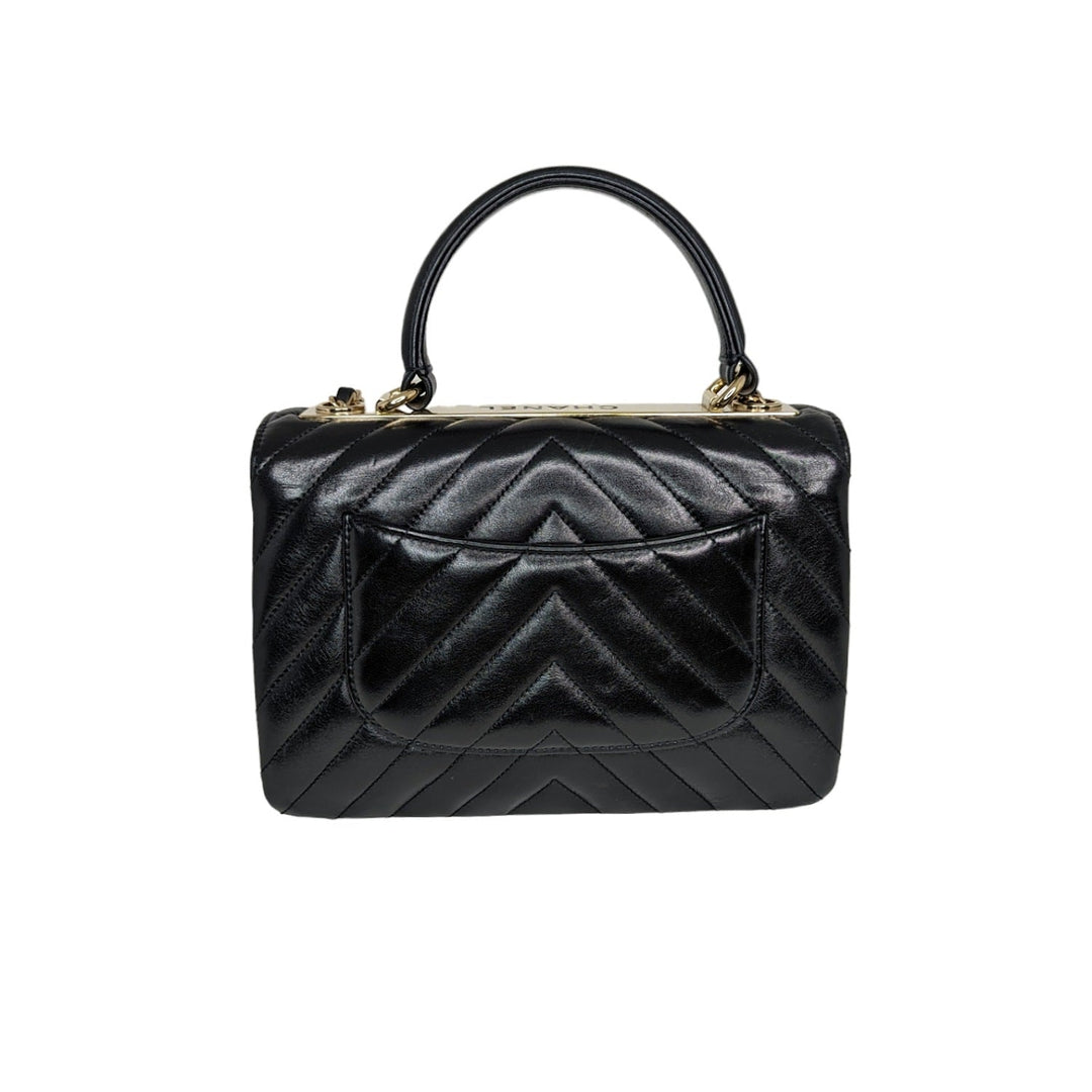 Top Quality Chanel Black Trendy CC Chevron Top Handle Flap Bag