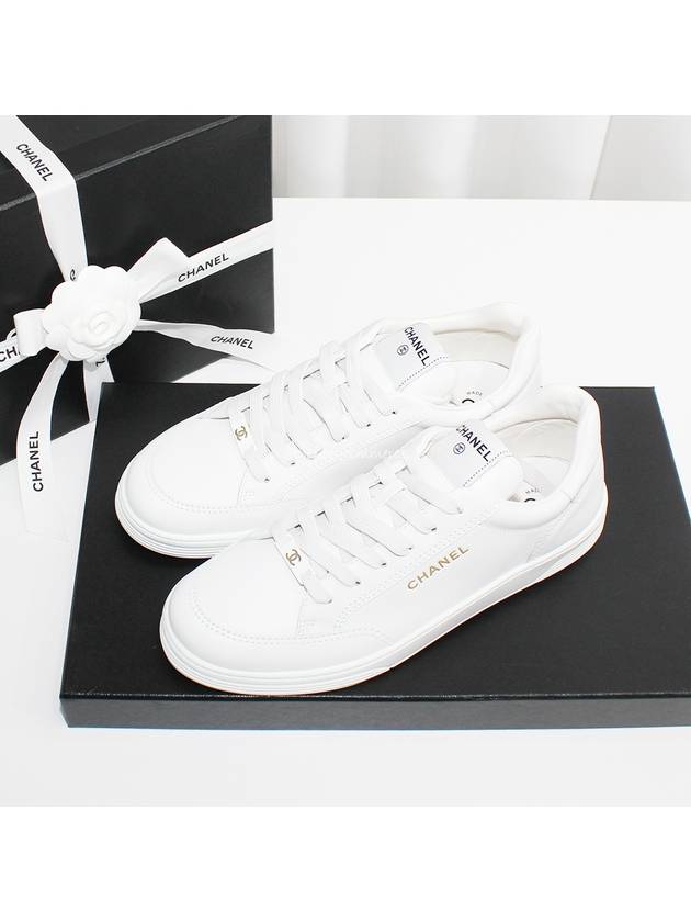 Logo Calfskin Low Top Sneakers White Chanel