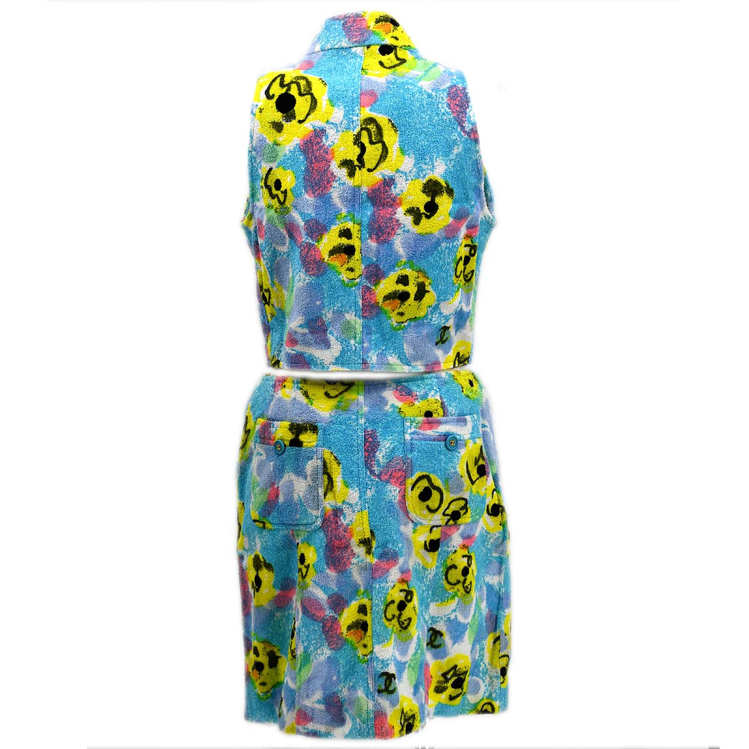 Top Quality Chanel Setup Sleeveless Vest Jacket Skirt Blue 97P #40