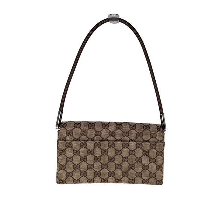 Gucci Vintage Monogram Pochette Flap Shoulder Bag Brown