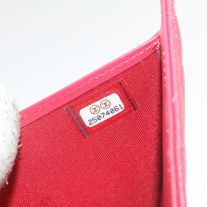 Top Quality Chanel Caviar Skin Matelasse Wallet Pink Red CC Auth 18734A