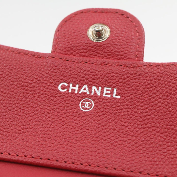 Top Quality Chanel Caviar Skin Matelasse Wallet Pink Red CC Auth 18734A