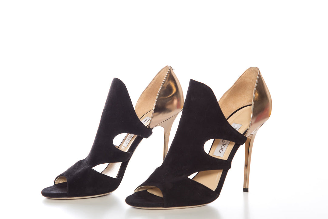 Jimmy Choo Gold and Black Heels SZ 40