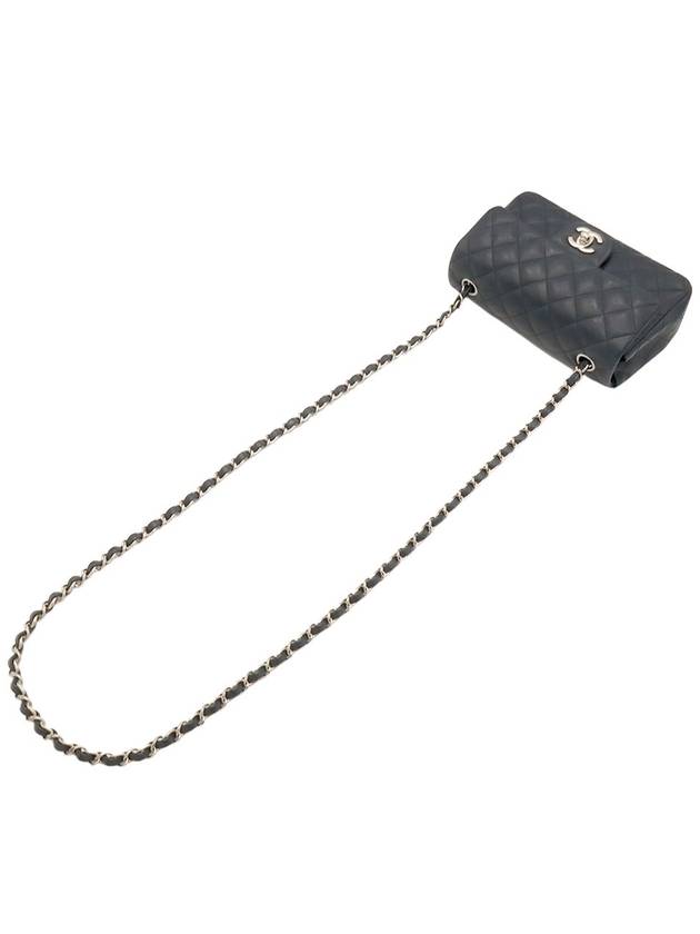 Navy Caviar Silver Chain Classic New Mini Flap Shoulder Bag No 26 Chanel