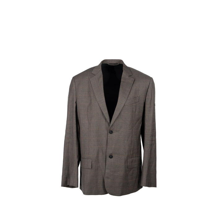 Top Quality Balenciaga Size 42 Checked Single-Breasted Blazer Wool Dark Grey