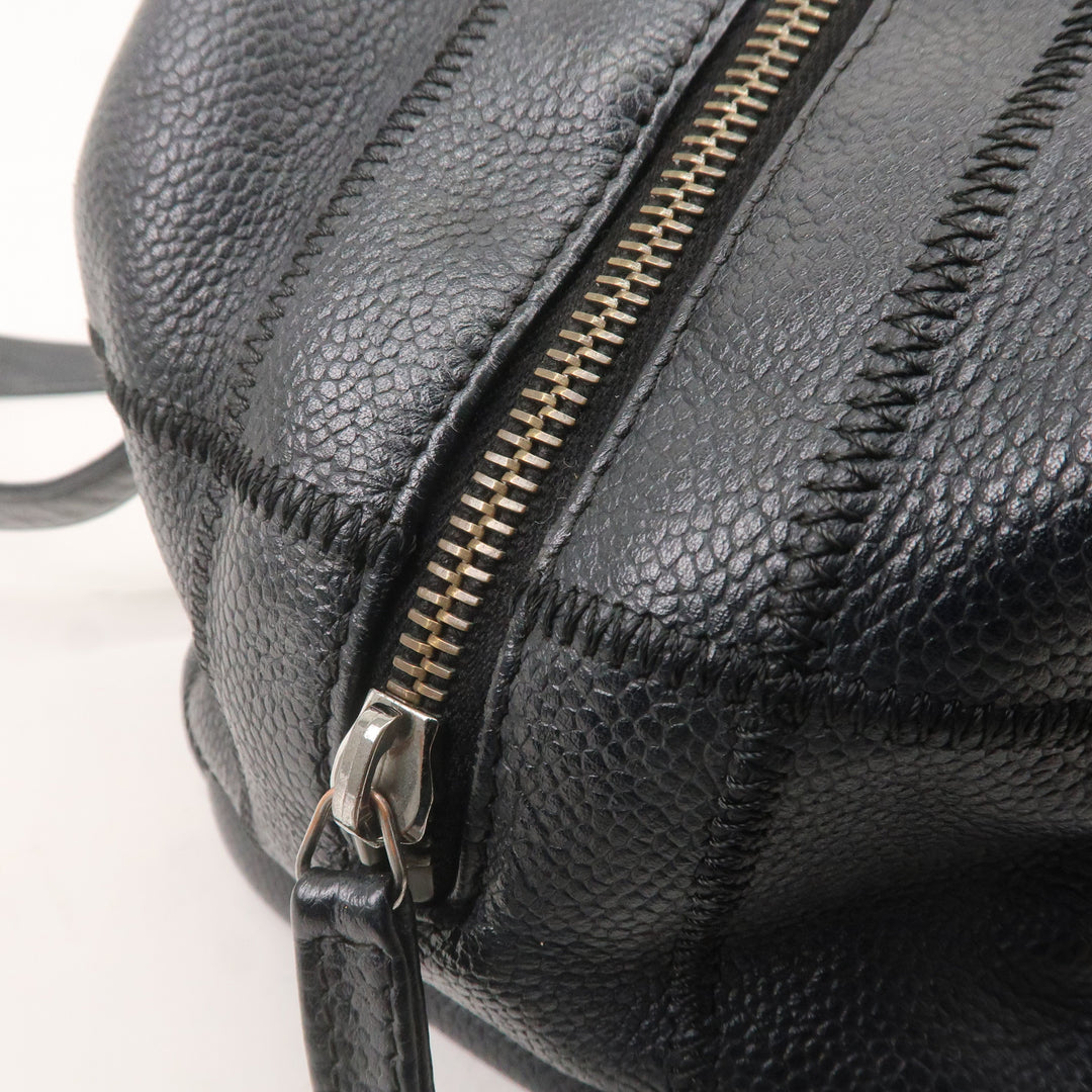 Top Quality Chanel Chocolate Bar Caviar Skin Boston Bag Black A26135