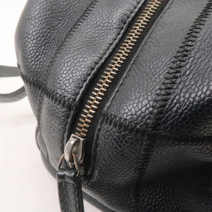 Top Quality Chanel Chocolate Bar Caviar Skin Boston Bag Black A26135