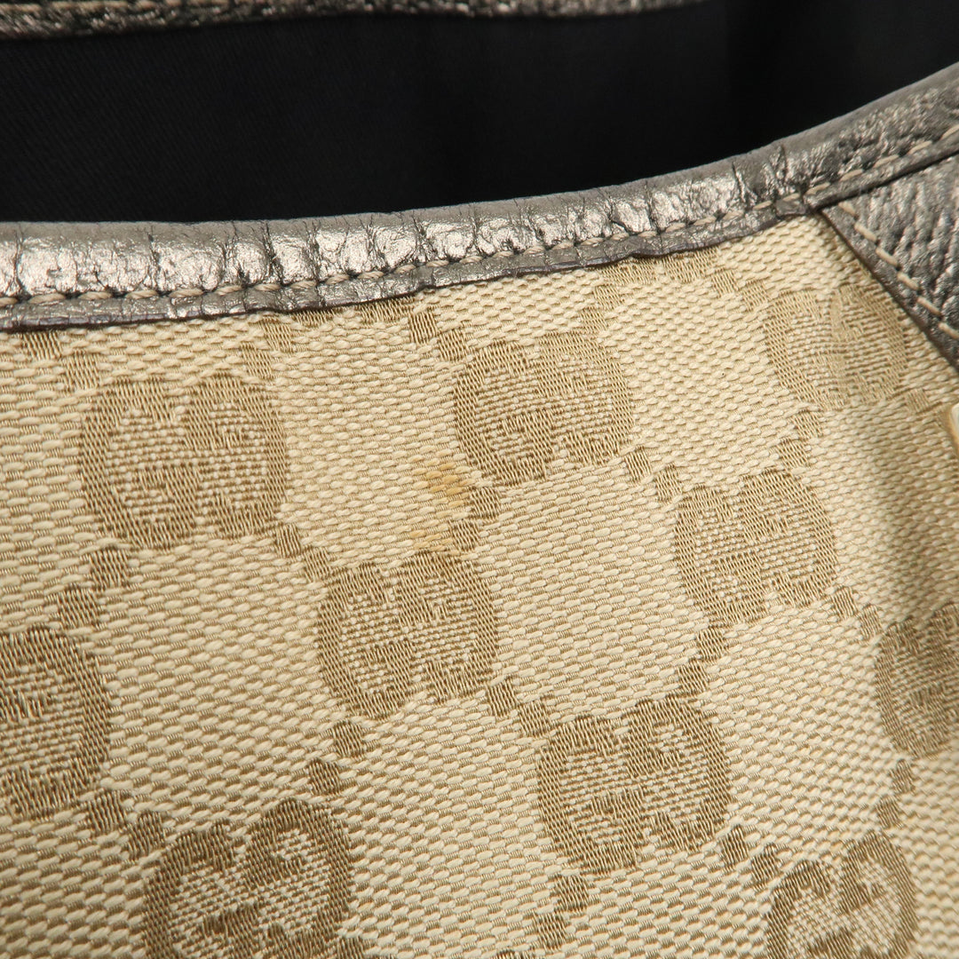 GUCCI Abbey GG Canvas Leather Tote Hand Bag Beige 130736