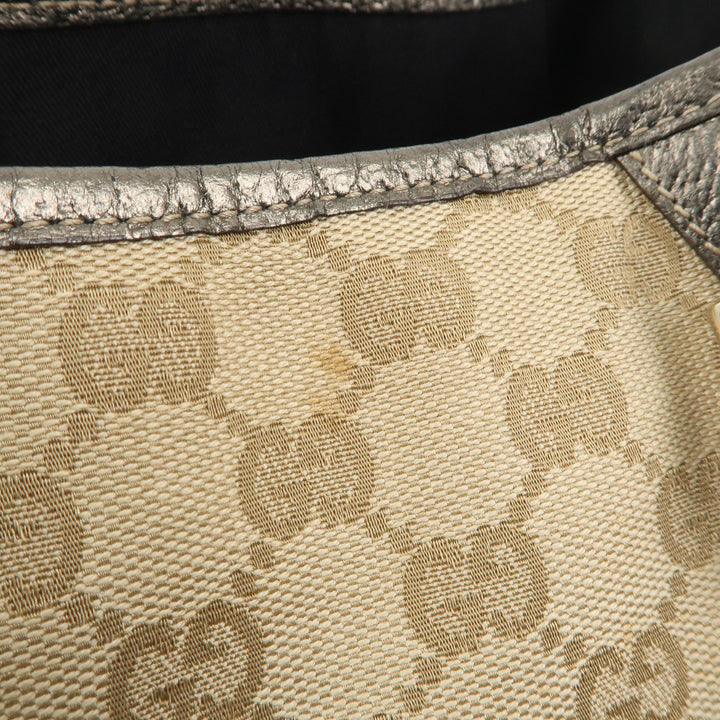 GUCCI Abbey GG Canvas Leather Tote Hand Bag Beige 130736