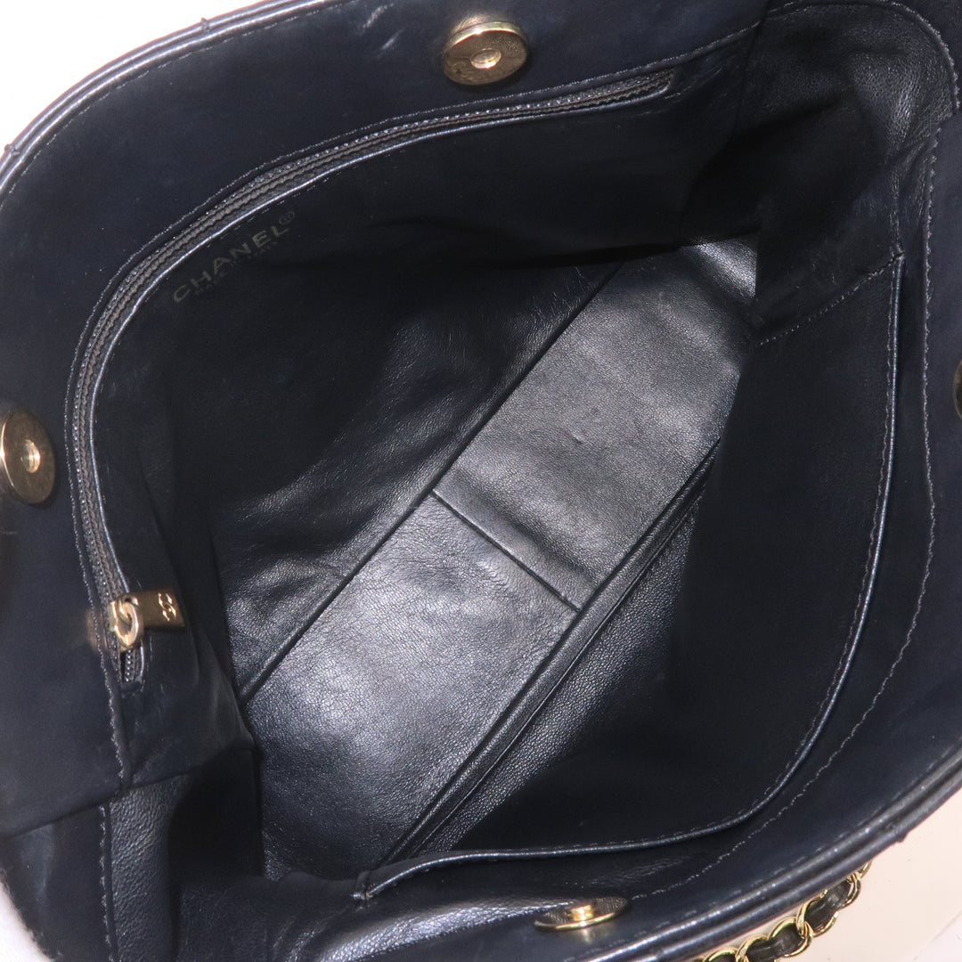Top Quality Chanel Chocolate Bar Lamb Skin Chain Tote Bag Black A17859