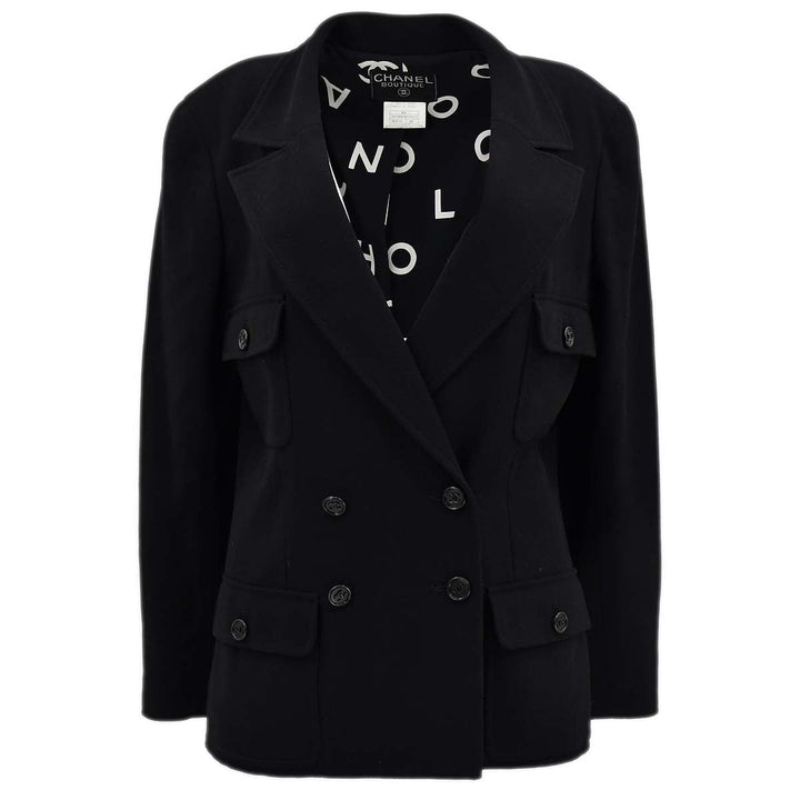 Top Quality Chanel Double Breasted Jacket Black 97P #42
