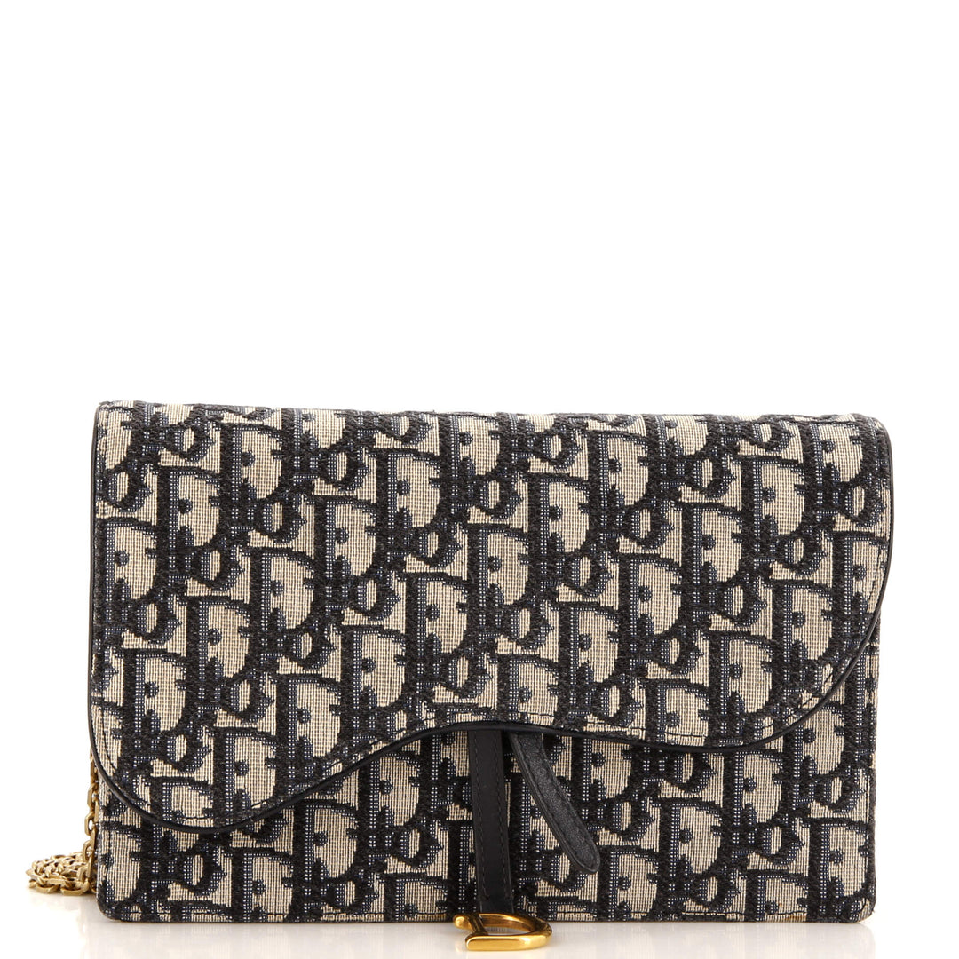 Top quality Dior Saddle Chain Clutch Oblique Canvas