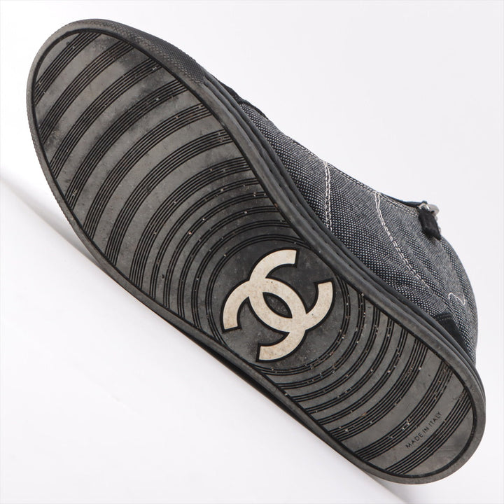 Top Quality Chanel Coco sweat x canvas high-cut sneaker 39 ladies black x white G30617 mattress double jeep stick  happy market shop