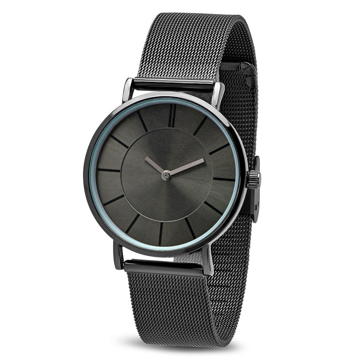 Black Midnight Mesh Banded Watch *+ Genuine Diamond