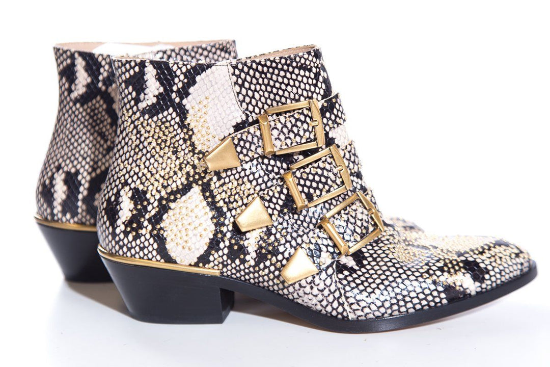 Chloe Snakeskin & Gold Boots SZ 36
