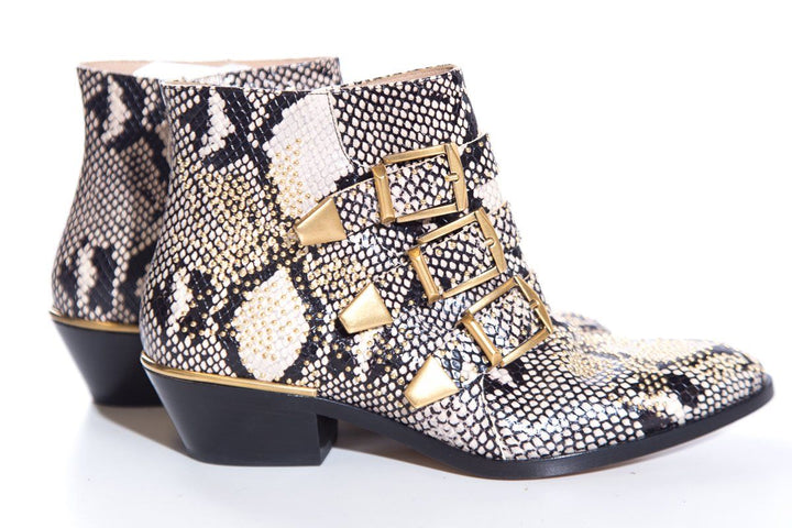 Chloe Snakeskin & Gold Boots SZ 36